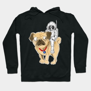 Astronaut riding a pug dog Hoodie